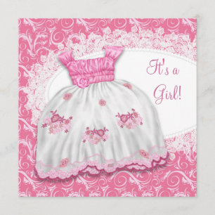 Invitation Baby shower assez rose de robe