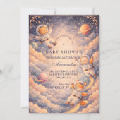 Invitation Baby Shower Astronaute Céleste Neutre (Devant)