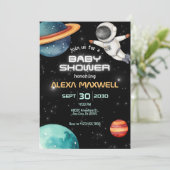 Invitation Baby shower astronaute de la planète spatiale Blac (Debout devant)
