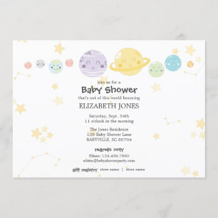 Invitation Baby shower astronomique Cute Kawaii