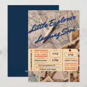 Invitation Baby shower - Atterrissage de Little Explorer bien (Devant / Derrière)