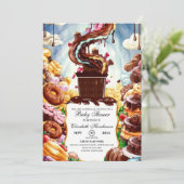 Invitation Baby shower au chocolat Boho (Debout devant)