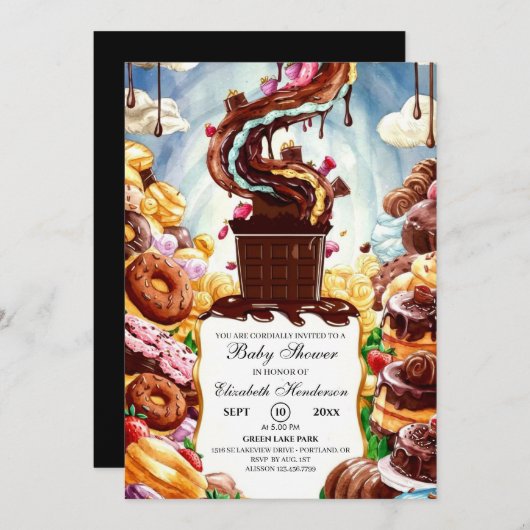 Invitation Baby shower au chocolat Boho (Devant / Derrière)