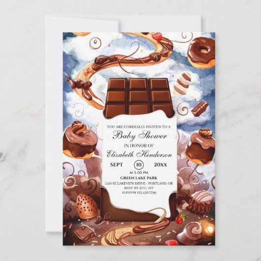 Invitation Baby shower au chocolat simple (Devant)