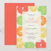 Invitation Baby shower au citron coloré (Devant / Derrière)