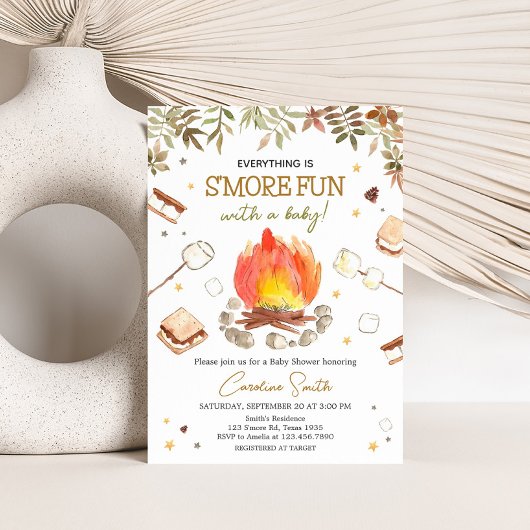 Invitation Baby Shower au feu de camp S'more