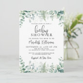 Invitation Baby Shower au feuillage d'eucalyptus (Debout devant)