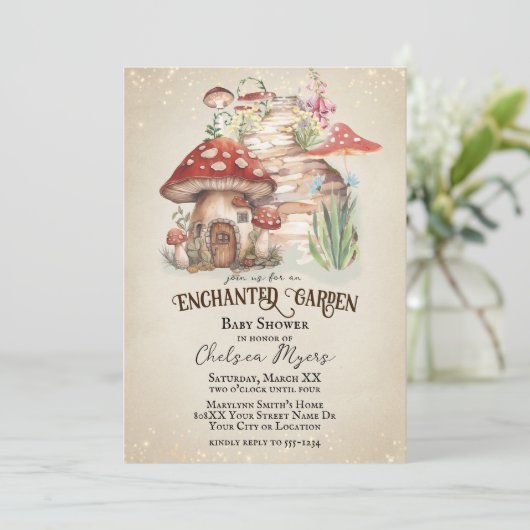 Invitation Baby Shower au Jardin Enchanté (Debout devant)