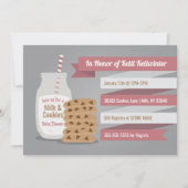 Invitation Baby shower au lait et aux biscuits - Pink Striped (Devant)