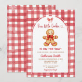 Invitation Baby Shower au Pain d'Épice à Carreaux Rouge Prépa (Devant / Derrière)