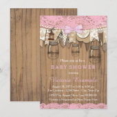 Invitation Baby Shower au Pot Mason avec Dentelle Rustique (Devant / Derrière)