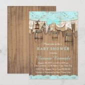 Invitation Baby Shower au Pot Mason avec Dentelle Rustique (Devant / Derrière)