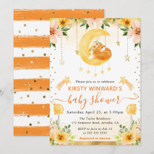 Invitation Baby Shower au renard floral mignon aquarelle sur