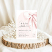 Invitation Baby Shower au Ruban à Nœud Rose
