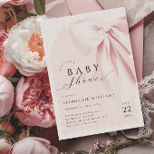 Invitation Baby Shower au Ruban à Nœud Rose