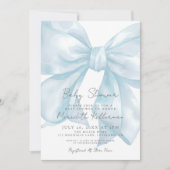 Invitation Baby Shower au Ruban Bleu Clair Élégant (Devant)