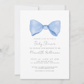 Invitation Baby Shower au Ruban Bleu Simple (Devant)