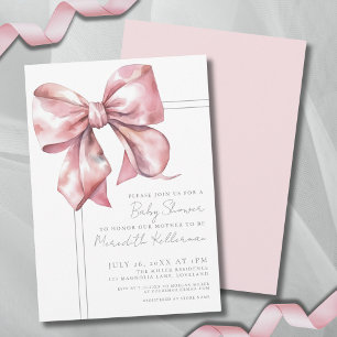 Invitation Baby Shower au Ruban Rose Élégant