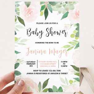 Invitation Baby Shower au Succulent Rose