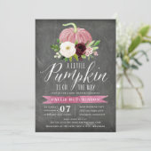 Invitation Baby Shower au Tableau Noir Citrouille Rose (Debout devant)