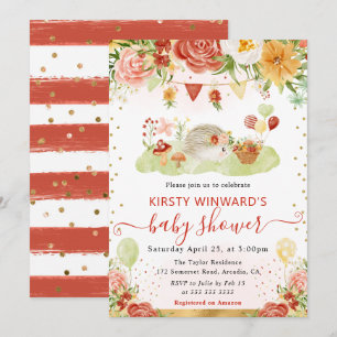 Invitation Baby Shower au thème de hérisson dans les bois à l