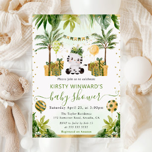 Invitation Baby-Shower au thème du zèbre de la jungle à l'aqu