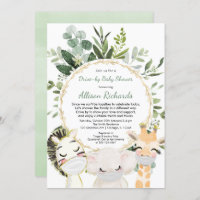 Baby shower au volant animaux mignons verdure or