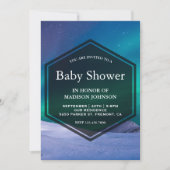 Invitation Baby shower aurora glacé arctique lumière polaire (Devant)