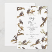 Invitation Baby shower australien d'eucalyptus de Kookaburra (Devant / Derrière)
