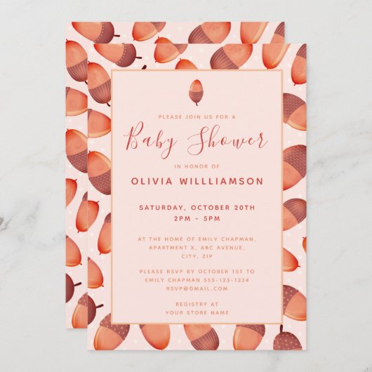 Invitation Baby shower automnal de maïs (Devant / Derrière)