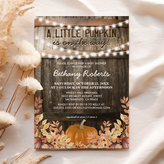 Invitation Baby Shower Automnal Rustique