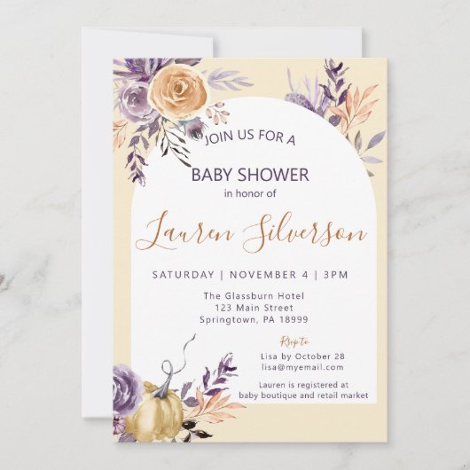 INVITATION BABY SHOWER AUTOMNE (Devant)