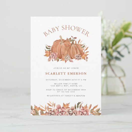 Invitation Baby shower automne (Debout devant)