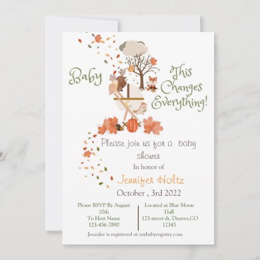 Invitation baby shower automne (Devant)