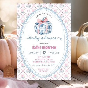 Invitation Baby Shower Automne Citrouille Prépa Chinoiserie
