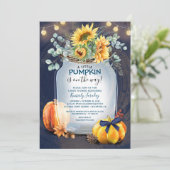 Invitation Baby shower Automne Citrouille Rustic Mason Jar (Debout devant)