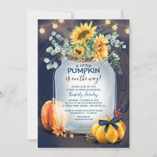 Invitation Baby shower Automne Citrouille Rustic Mason Jar