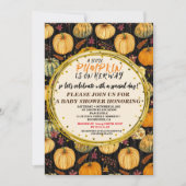 Invitation Baby Shower Automne Citrouille Rustique Toile de J (Devant)