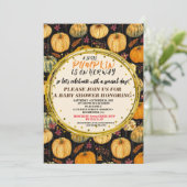 Invitation Baby Shower Automne Citrouille Rustique Toile de J (Debout devant)