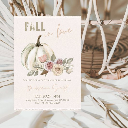 Invitation Baby shower-Automne de la chute dans l'amour Feuil
