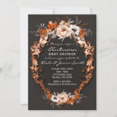 Invitation Baby Shower Automne Fleurs Florales Orange (Devant)