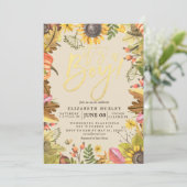 Invitation Baby shower Automne Maple Feuille Citrouille Sunfl (Debout devant)