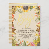 Invitation Baby shower Automne Maple Feuille Citrouille Sunfl (Devant / Derrière)