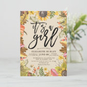 Invitation Baby shower Automne Maple Feuille Citrouille Sunfl (Debout devant)