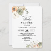 Invitation Baby Shower Automne Moderne | Citrouille Aquarelle (Devant)