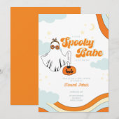 Invitation Baby shower Automne Retro Ghost Baby shower Super (Devant / Derrière)