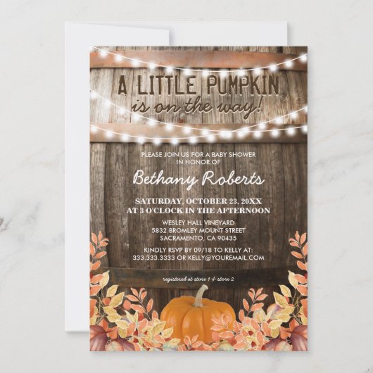 Invitation Baby shower Automne Rustique (Devant)