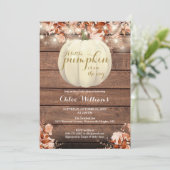 Invitation Baby shower Automne Rustique Petit Citrouille (Debout devant)