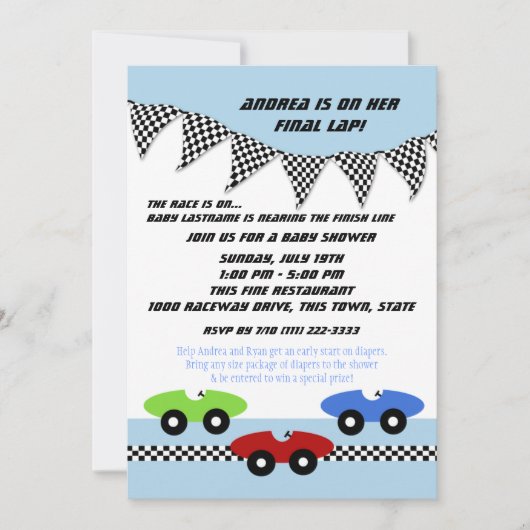 Invitation Baby shower automobile (Devant)