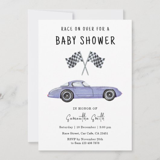 Invitation Baby shower automobile (Devant)